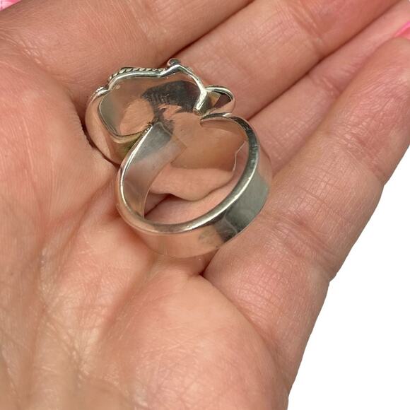 Purple Copper Turquoise Ring Solid 925 Sterling Silver Adjustable 6.5 7 7.5 8 - Picture 7 of 11